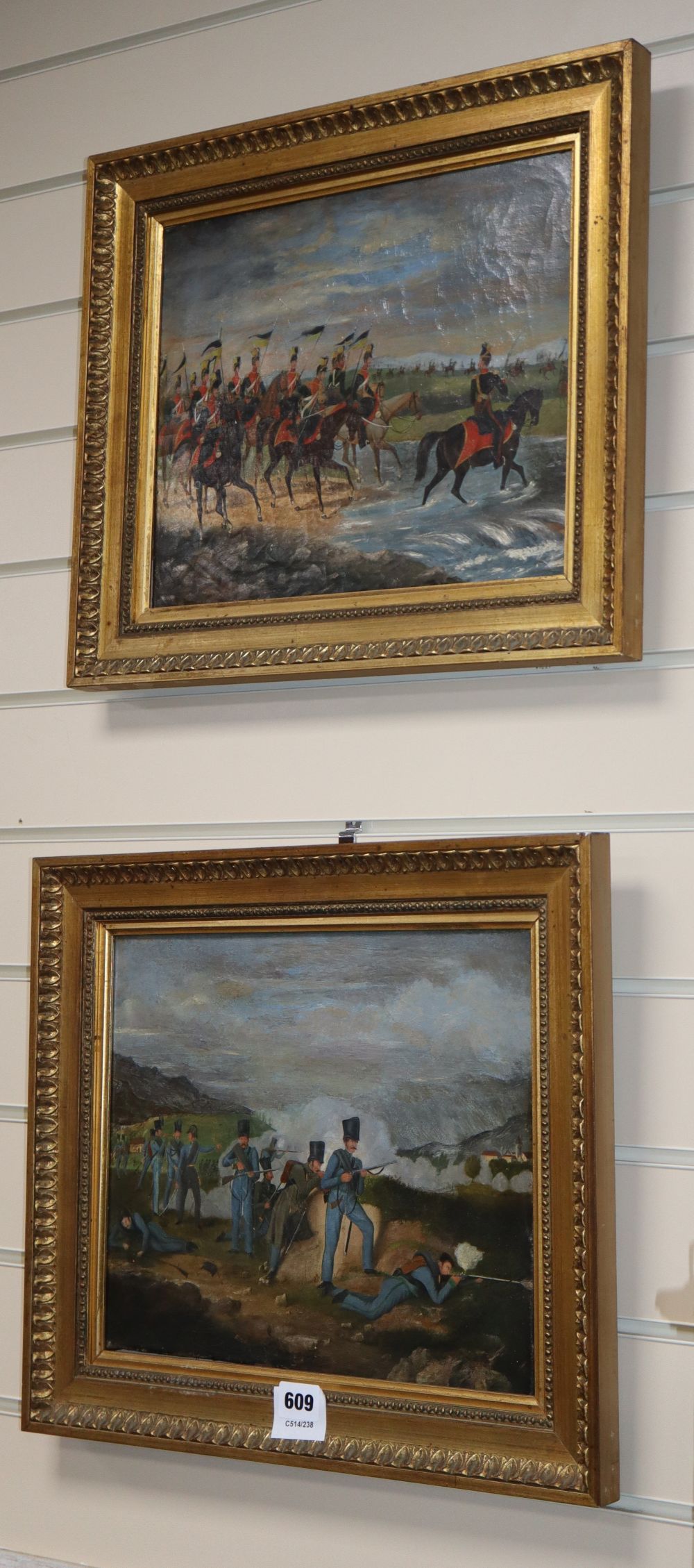 Early 19th century English School, pair of oils on canvas, A Rifle Battalion of The K.K. Austrian Portion of the Austro-Hungarian Army